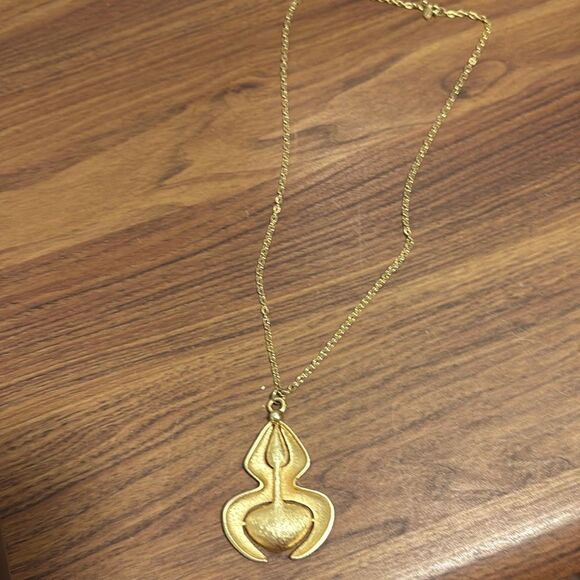Sarah Coventry Signed Vintage Brutalist Style Gold Tone  Pendant Necklace. - Picture 5 of 7